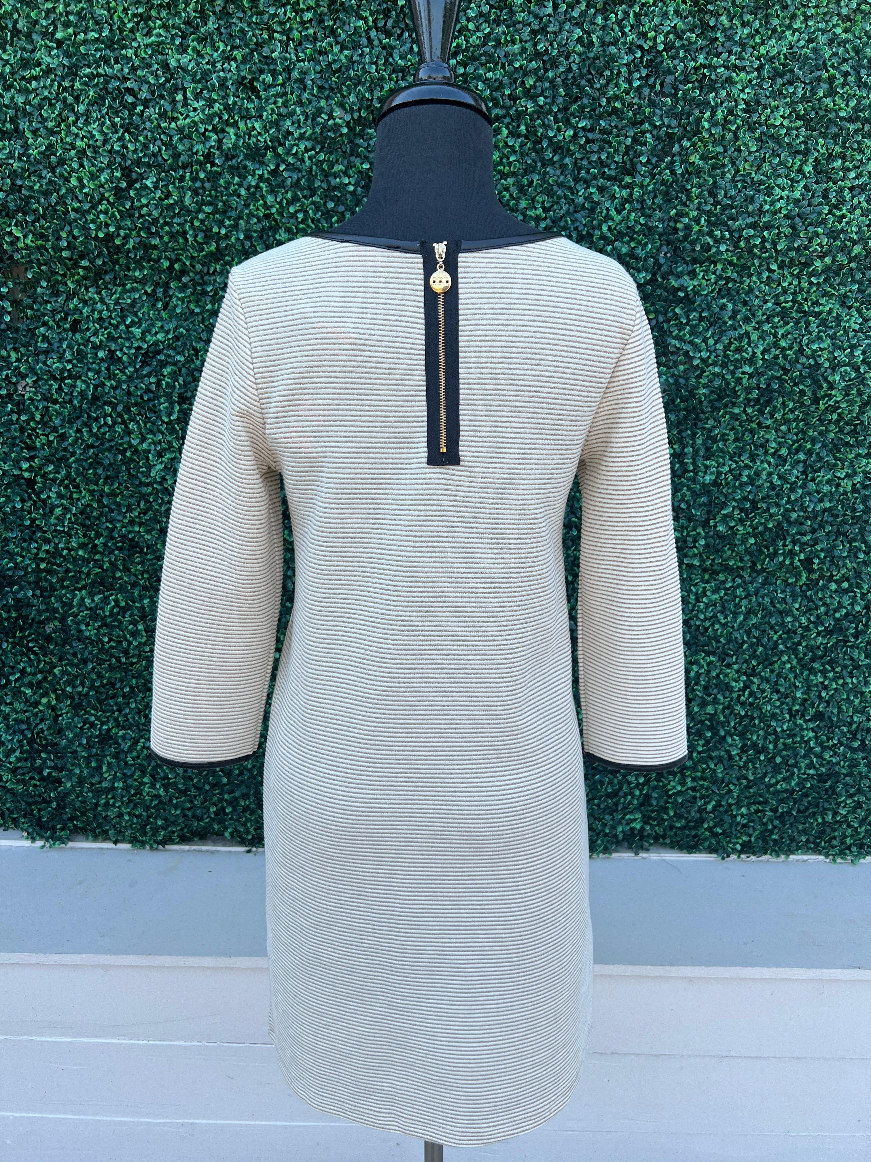 Gold & Cream Ribbed Dress - Image 5