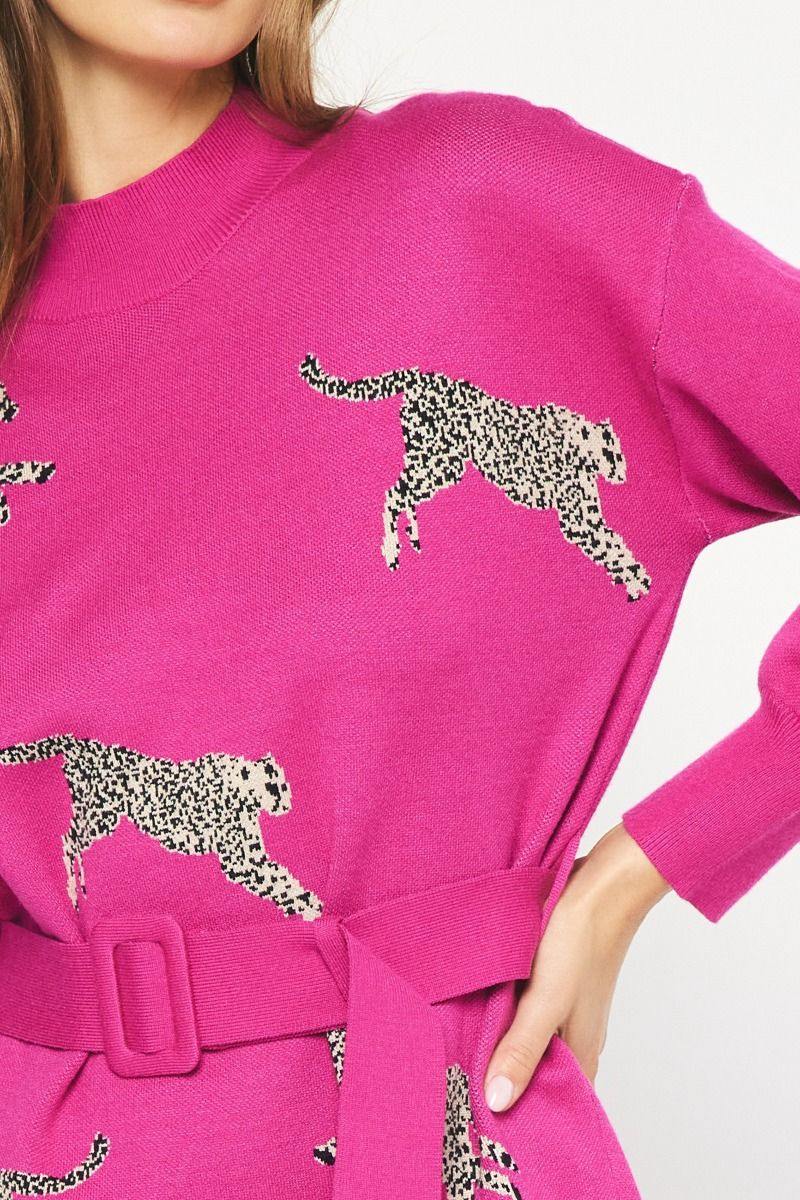 Pink Cheetah Sweater Dress - Image 7