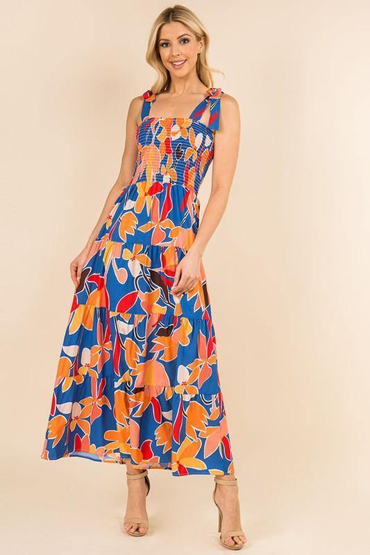Multi-colored Floral Maxi Dress