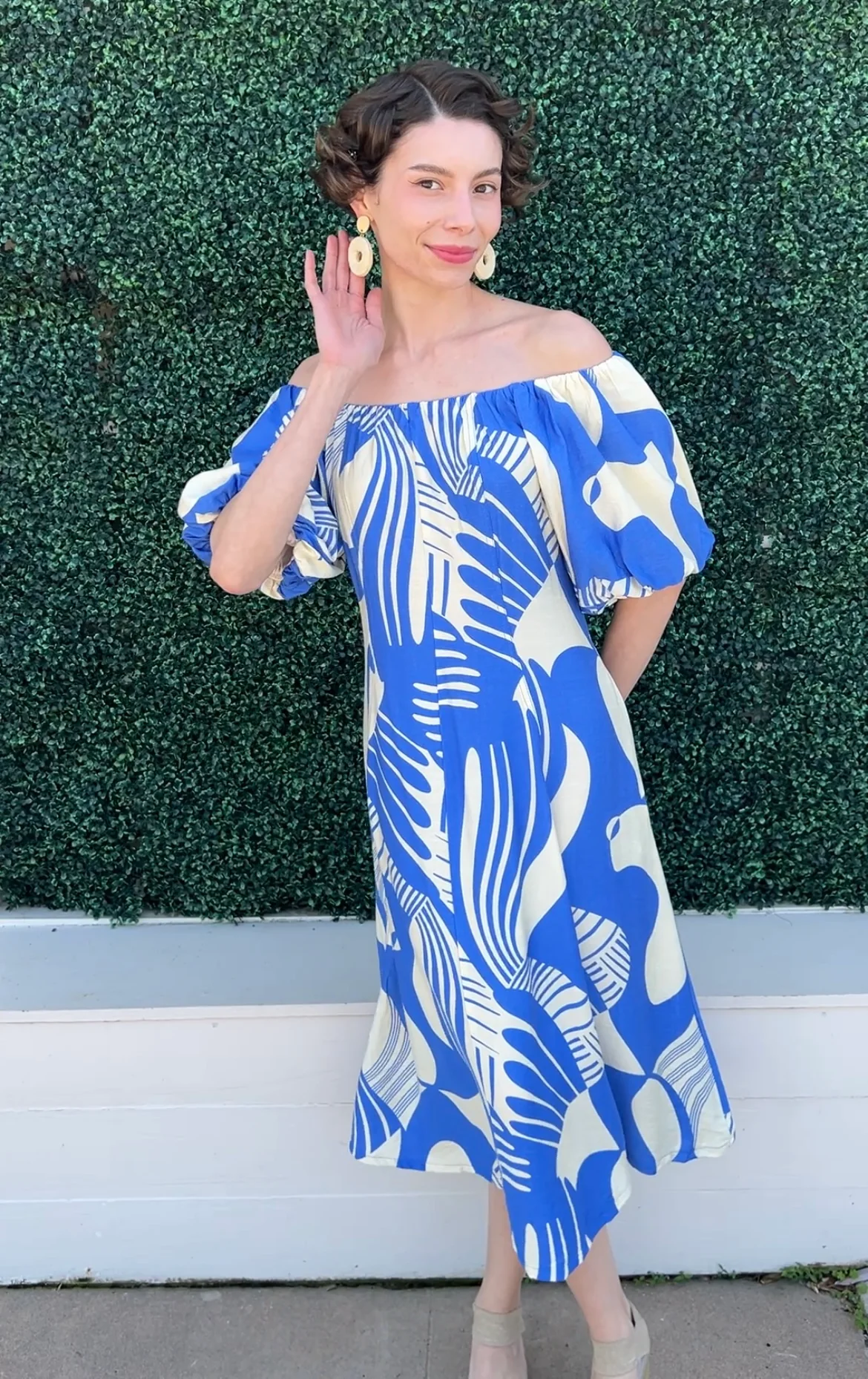 Off-the-Shoulder Tropical Midi Dress - Image 5