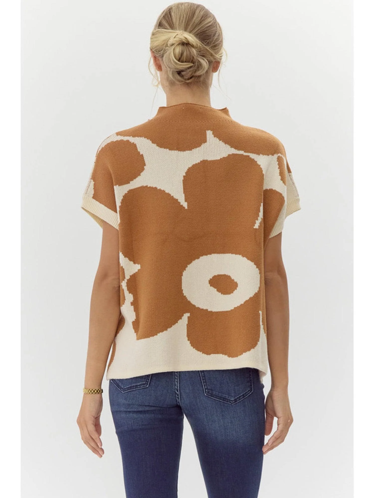 Abstract Knit Funnel Neck Tee - Image 3