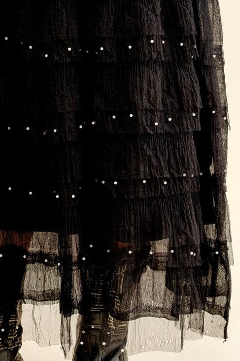 Pearl Embellished Tulle Skirt - Image 3