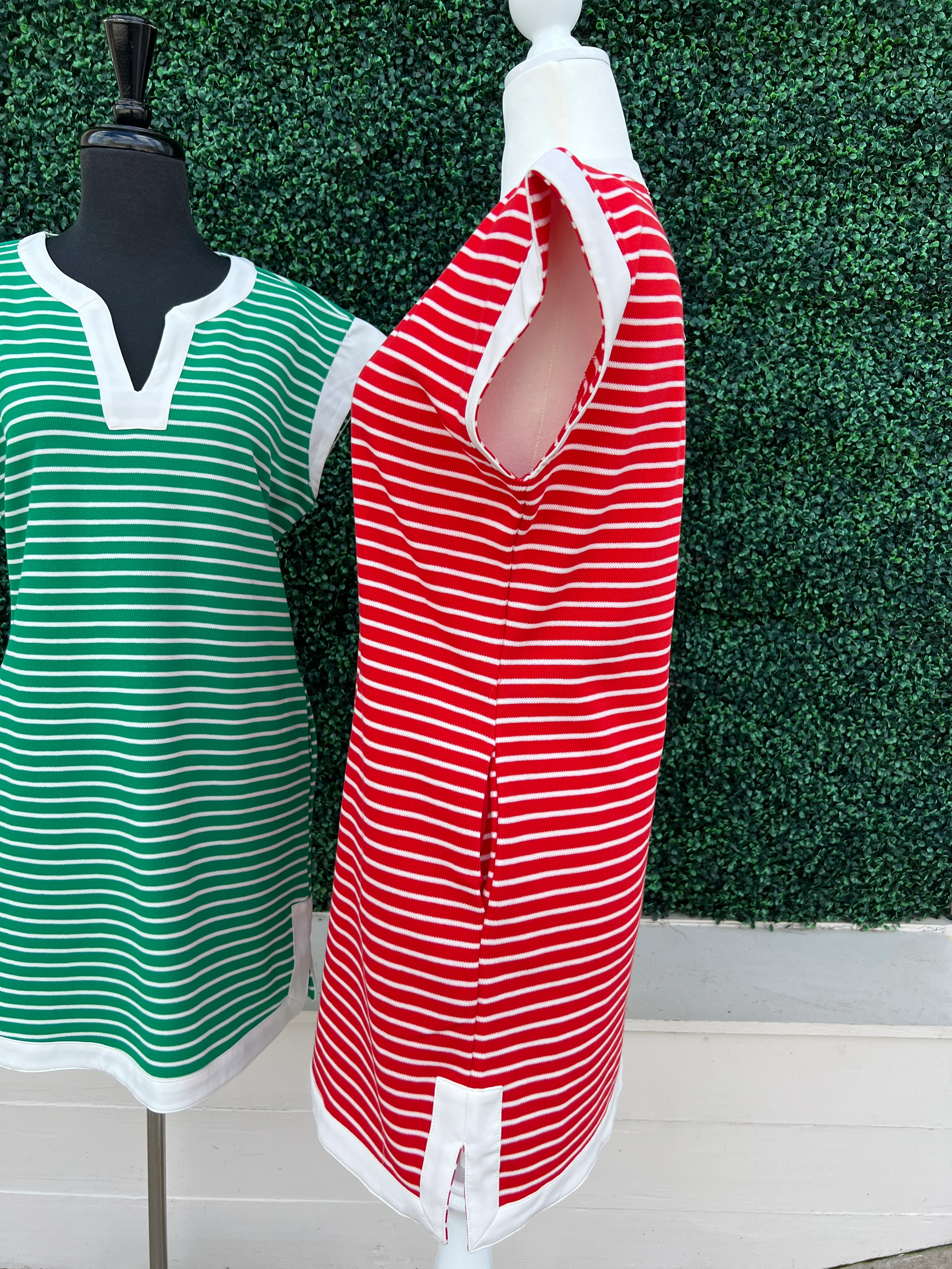 Pique Stripe Cap Sleeve Dress - Image 2