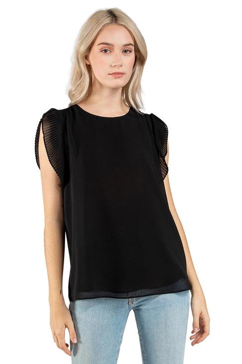 Pleated Sleeve Chiffon Blouse - Image 3