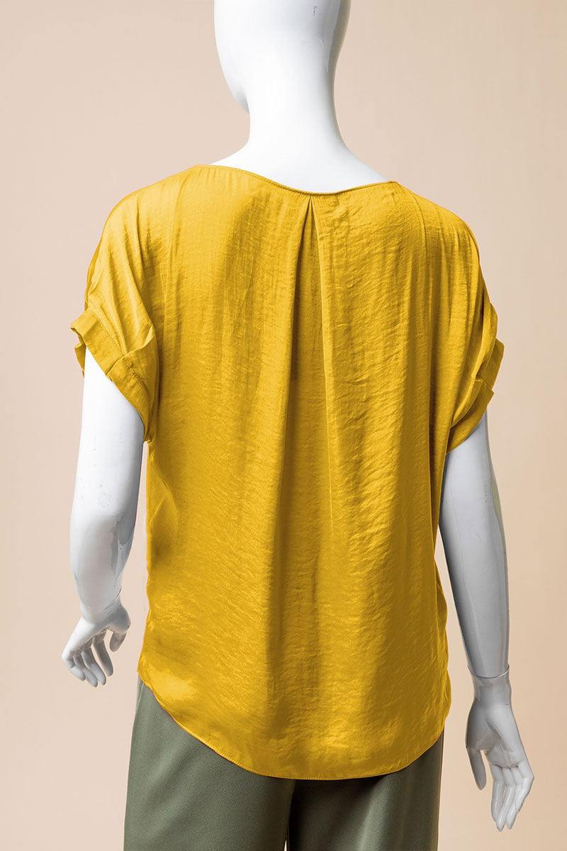 Cuffed Sleeve Satin Top - Image 3
