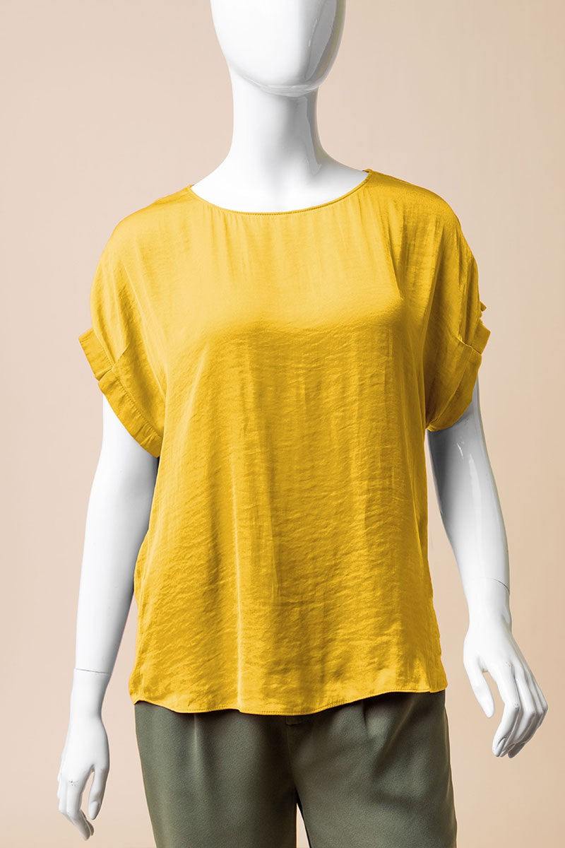 Cuffed Sleeve Satin Top - Image 4