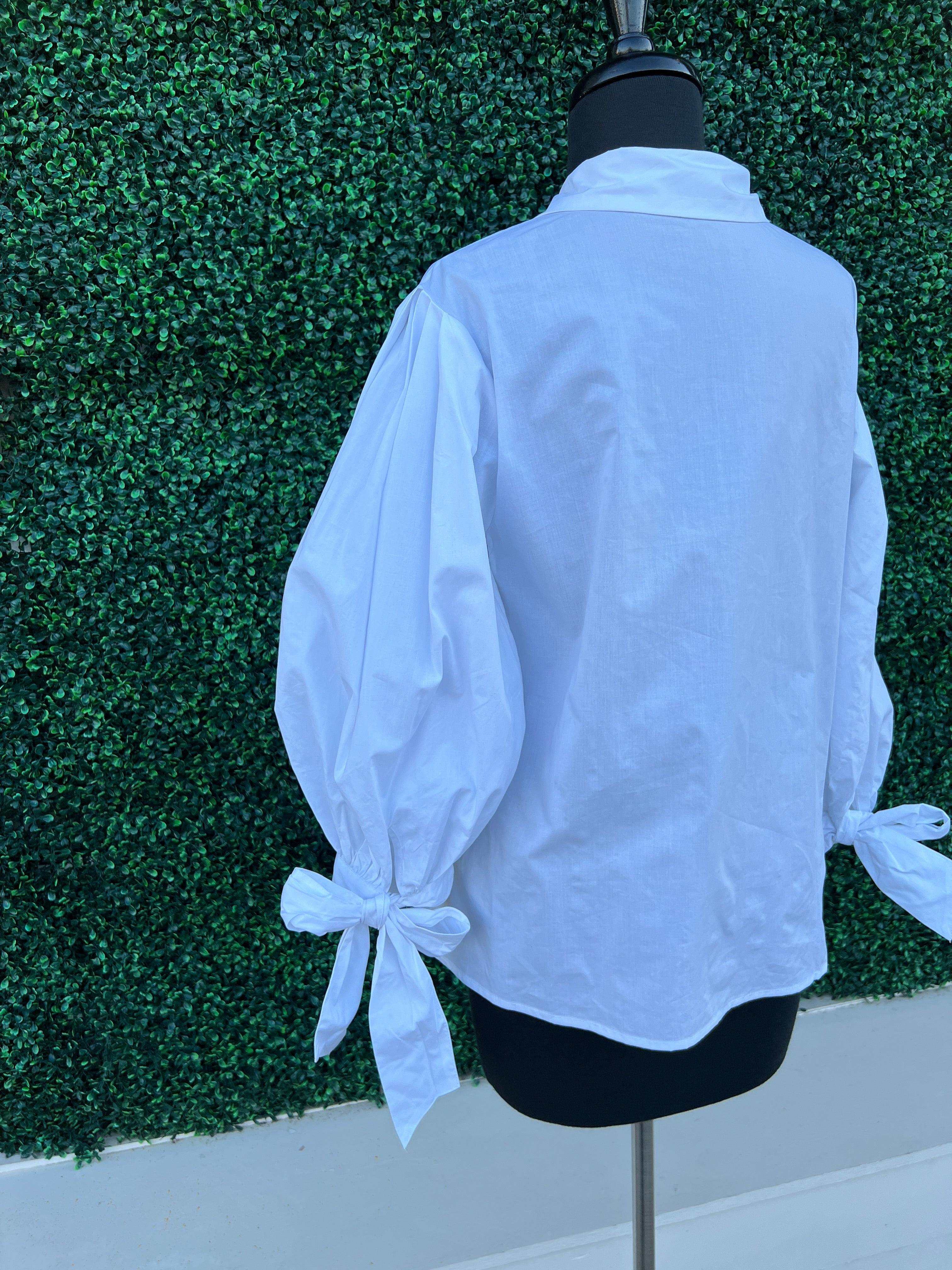 Puff Bow button Down- Cotton - Image 4