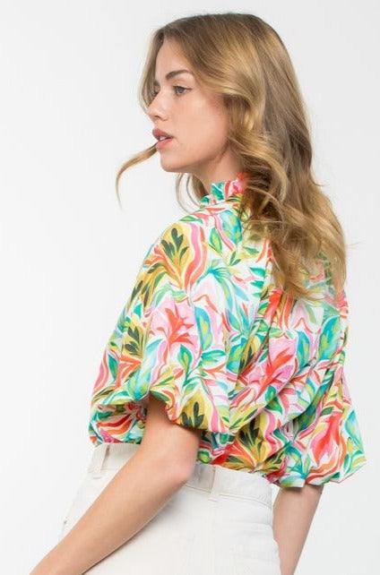 Floral Puff Blouse - Image 3