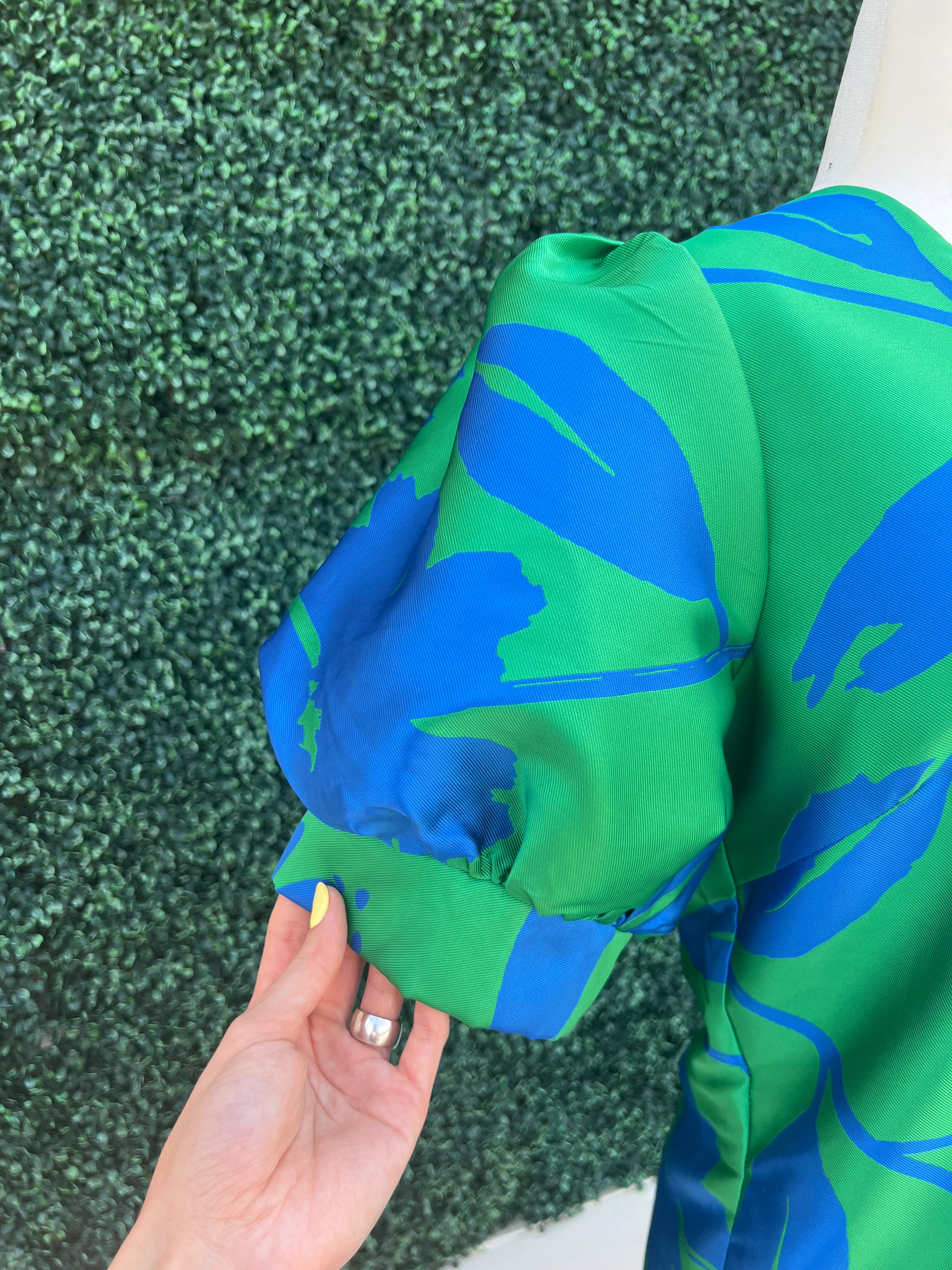 Bright Blue and Green Dress - Image 4