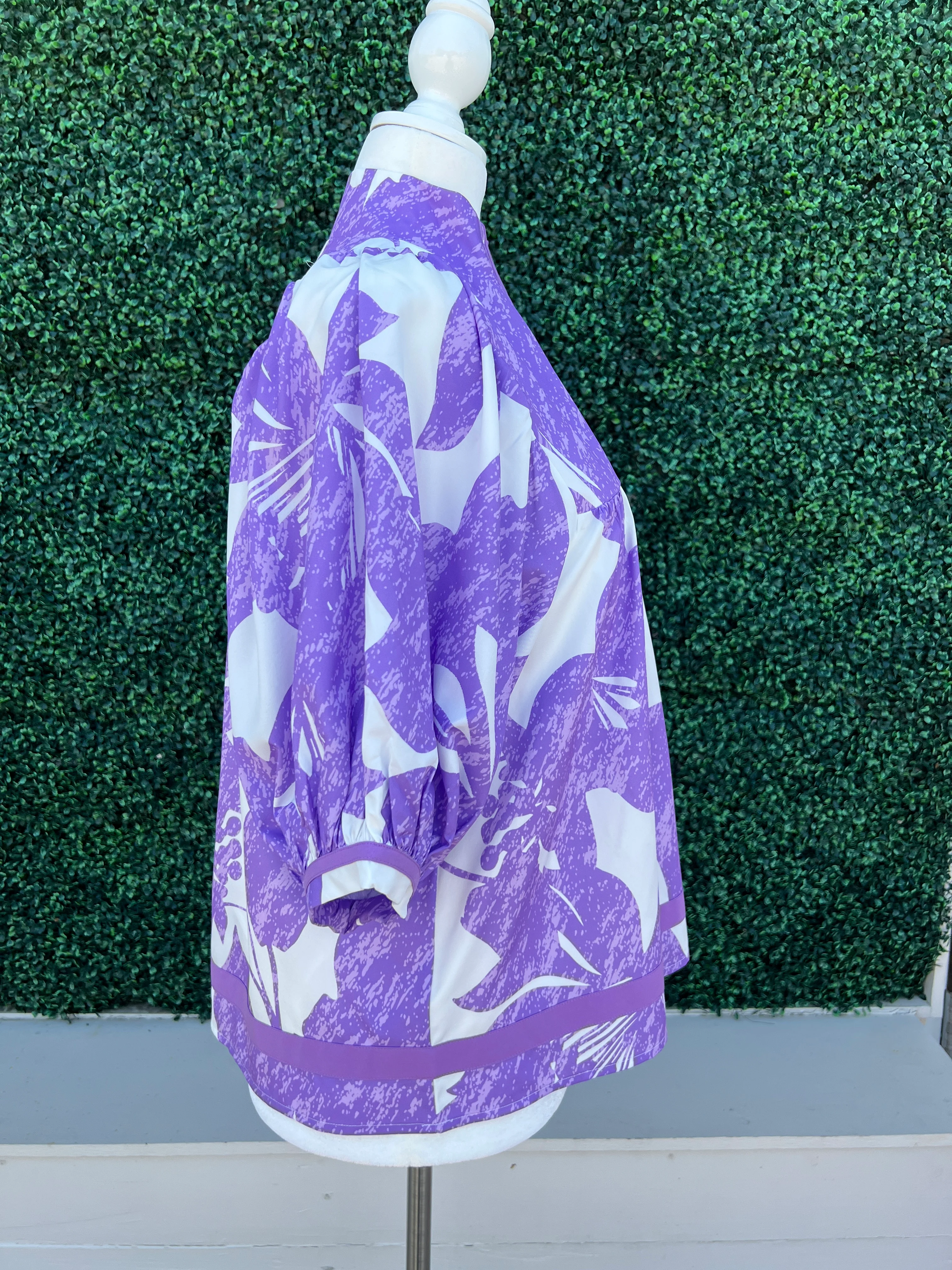 Purple Abstract Floral Blouse - Image 3