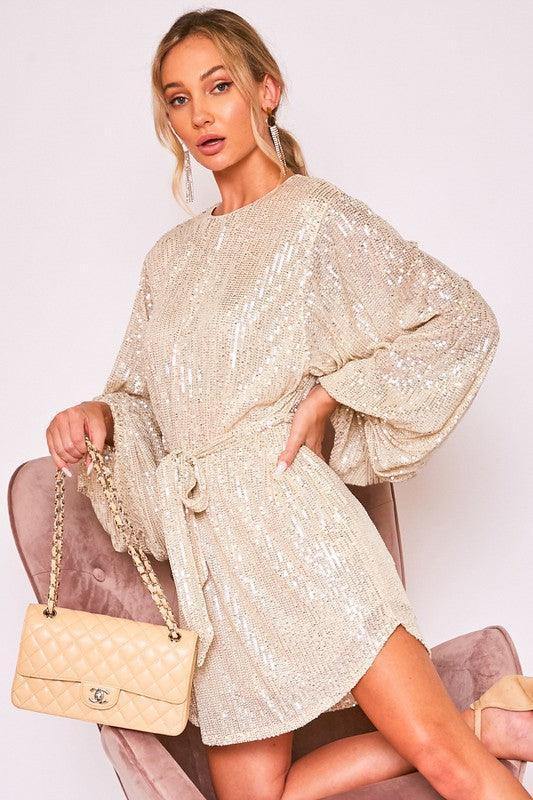 Sequin Belted Dress - Image 3