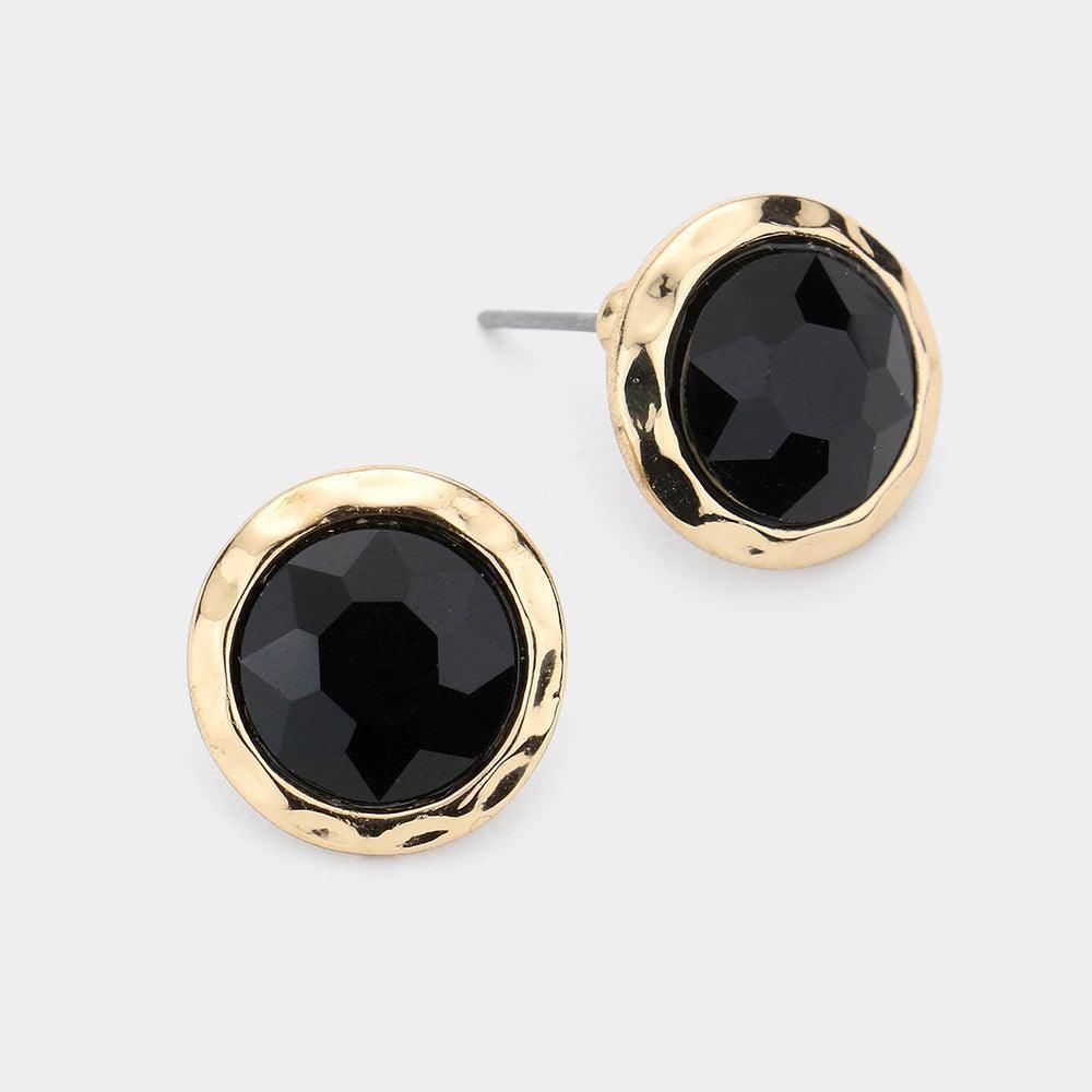 Round Stone Stud Earrings - Image 2