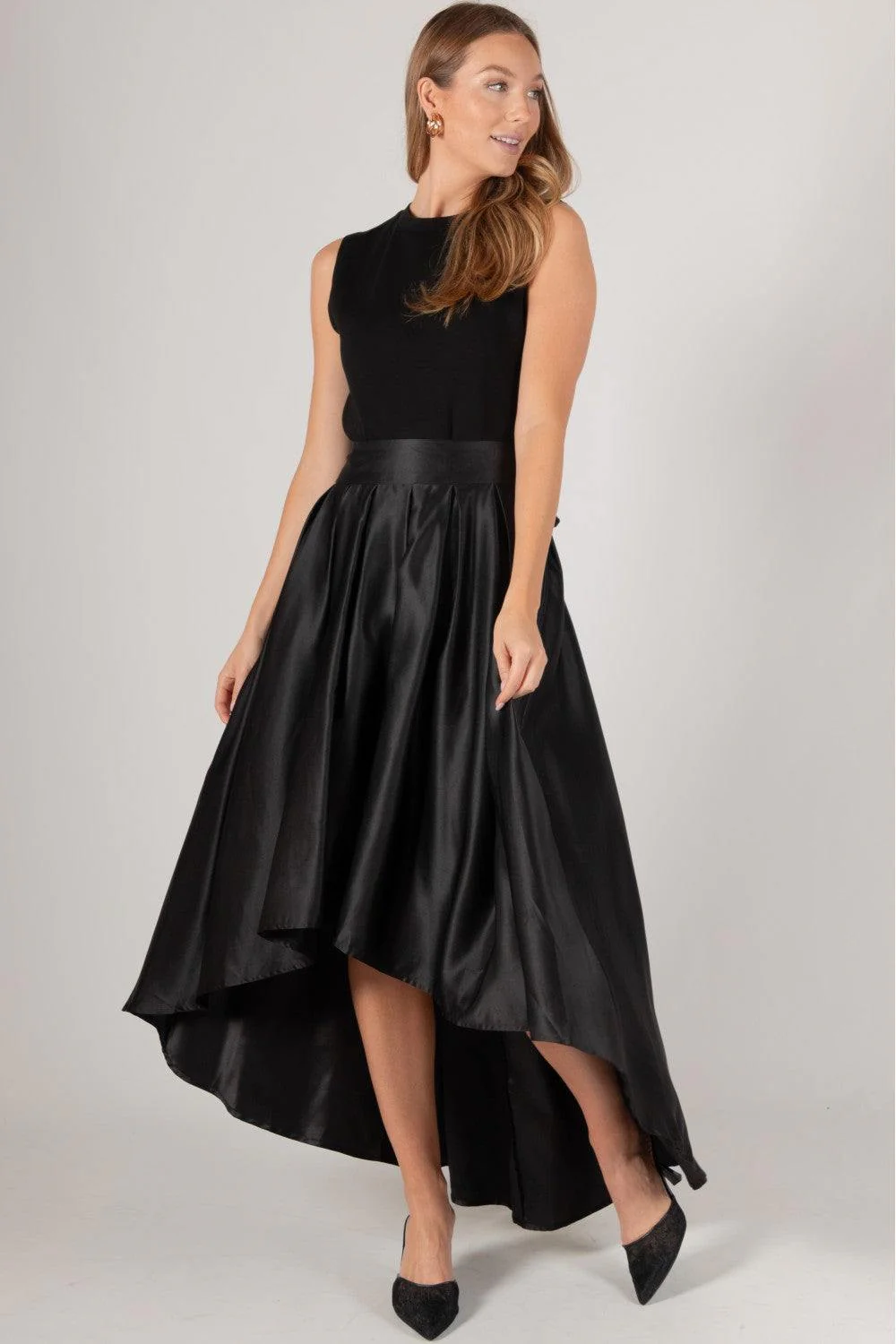 Structured High Low Satin Skirt - Image 3