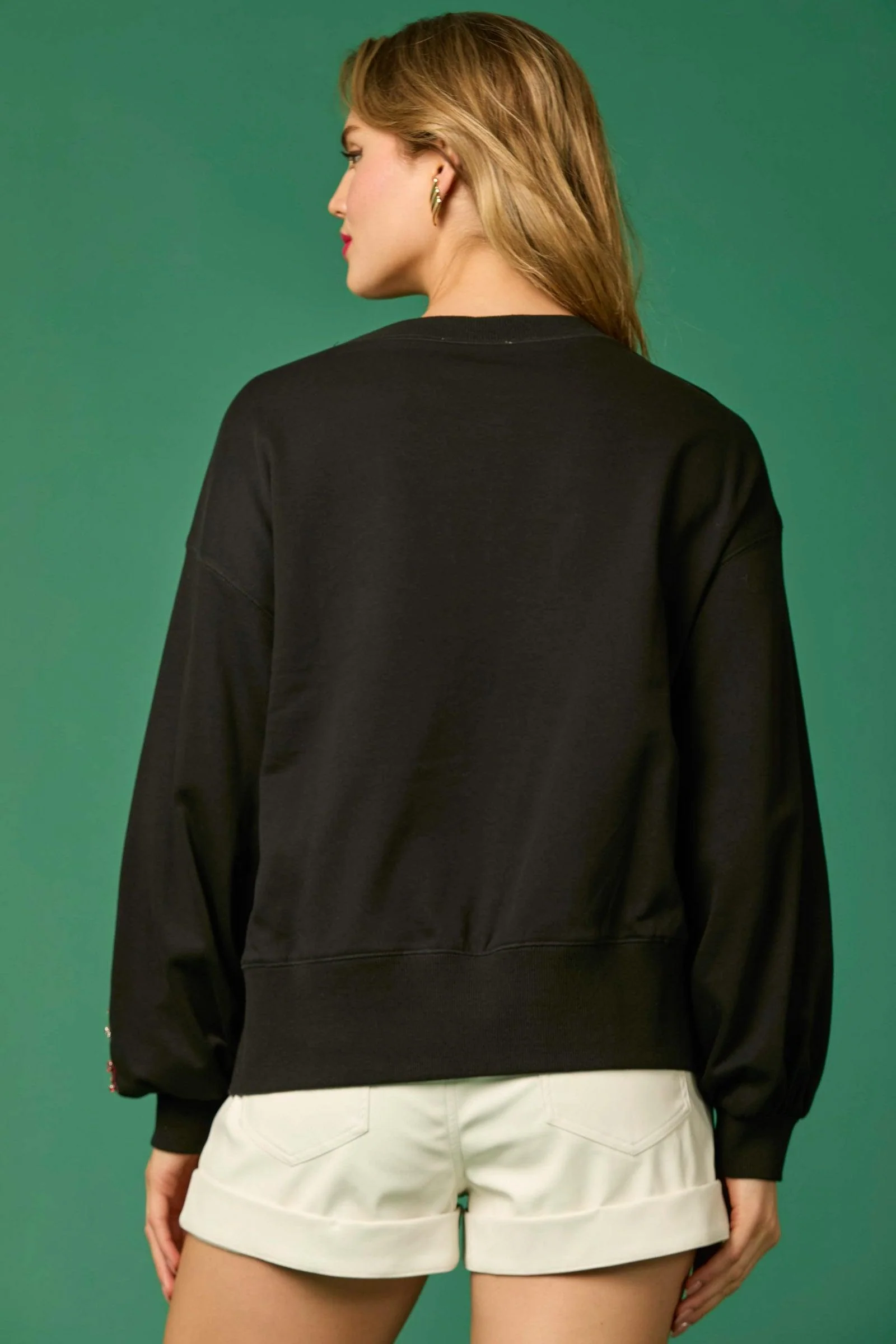 Sequin & Beads "MERRY" Sweatshirt - Image 2