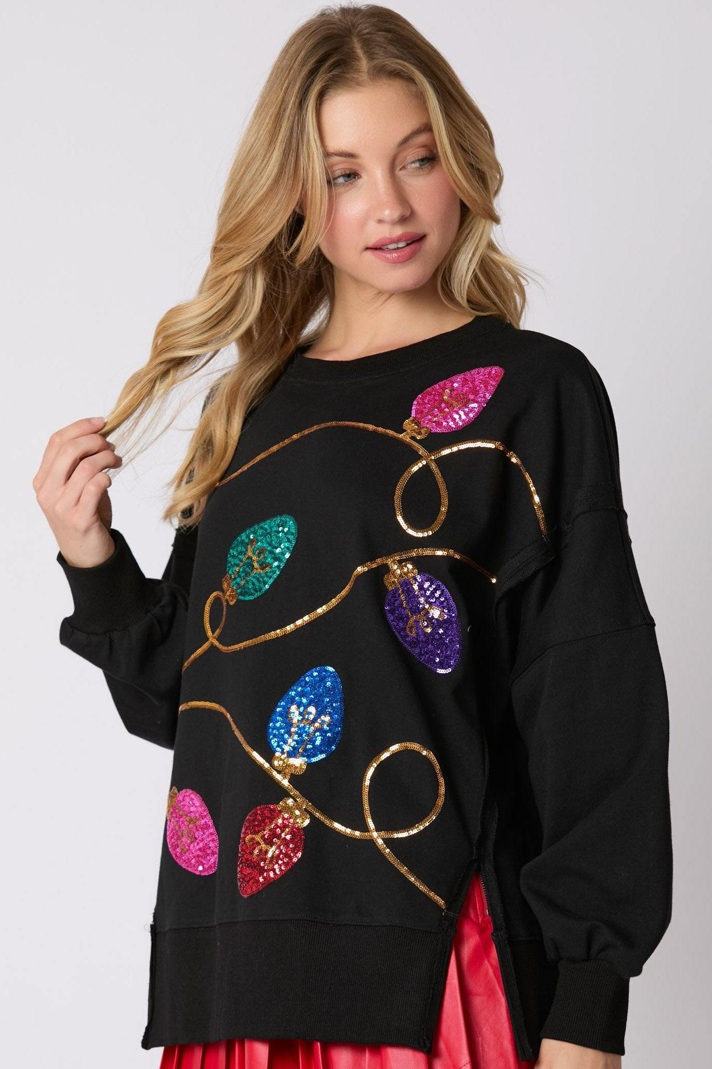 String Lights Sequin Sweatshirt