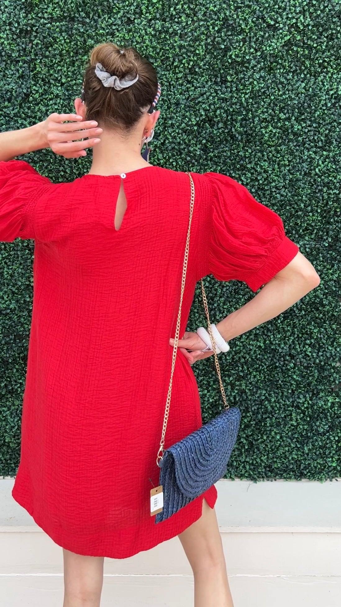 Shirred Puff Sleeve Dress - Image 2