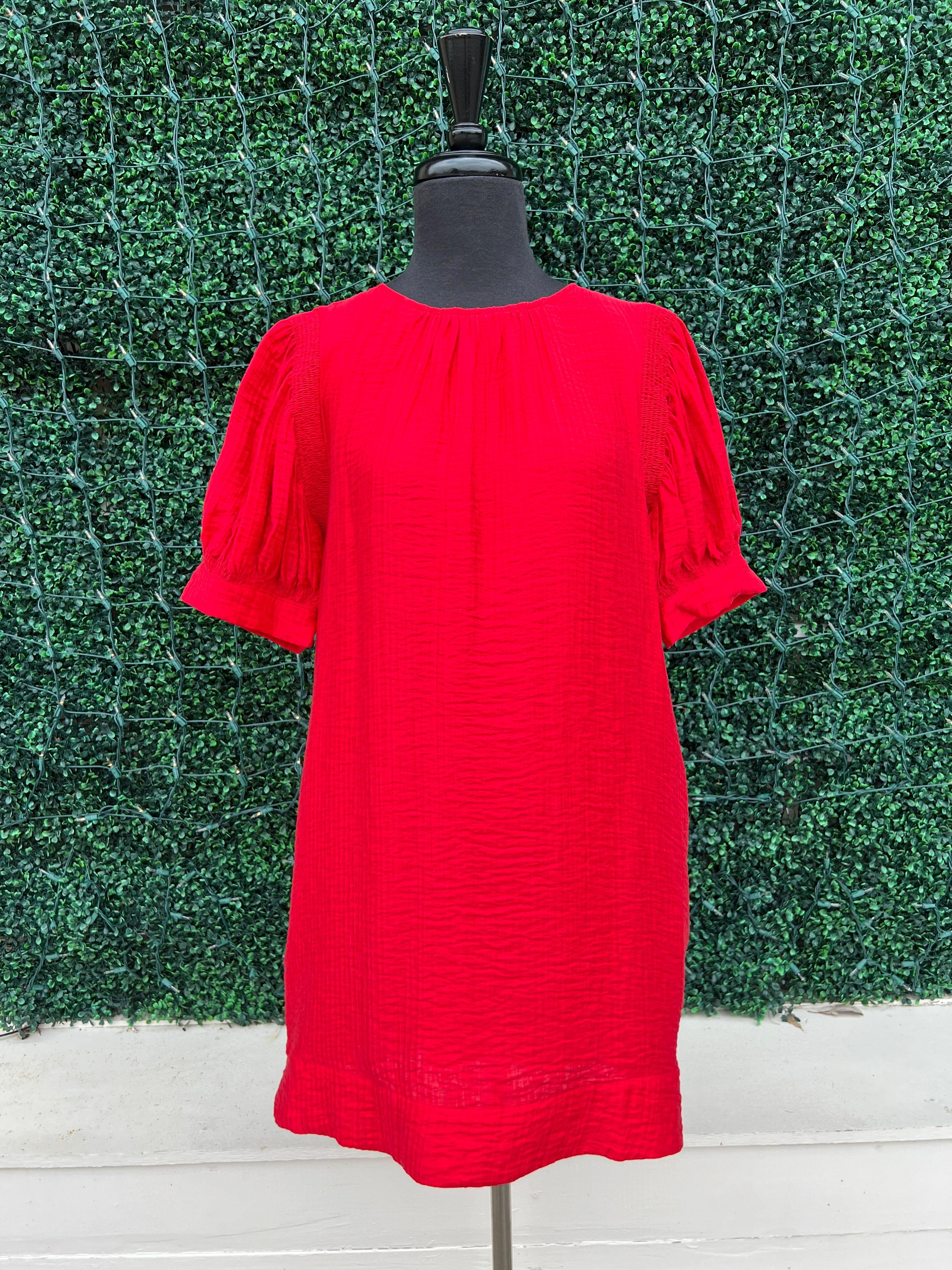 Shirred Puff Sleeve Dress - Image 3