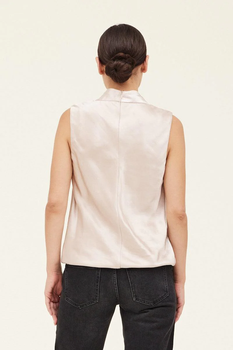 Champagne Satin Draped Top - Image 3
