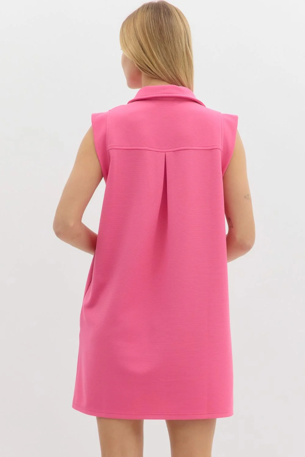 Hot Pink Textured Dress - Image 4