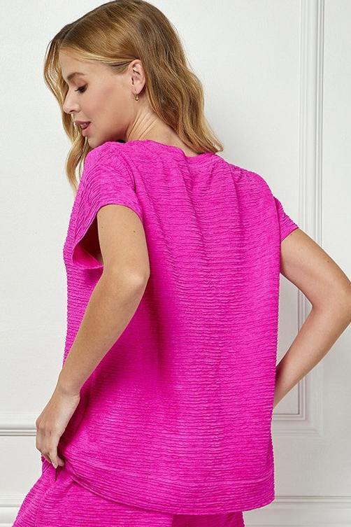 Pink Textured Athleisure Top - Image 3