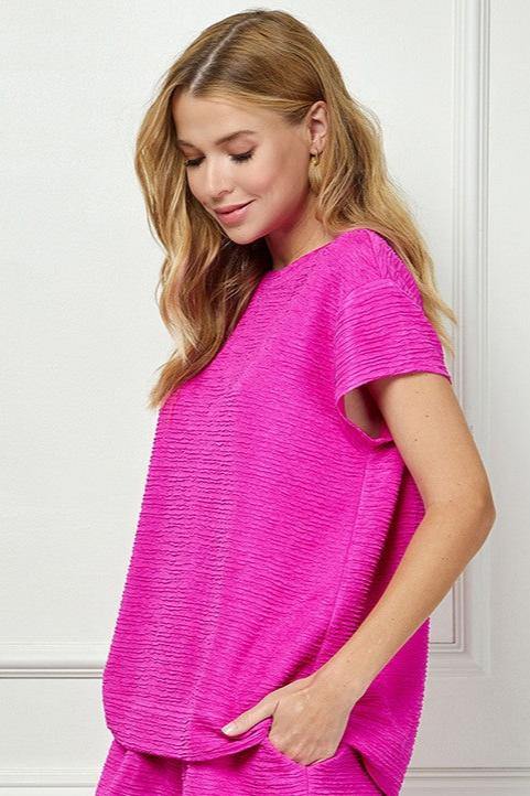 Pink Textured Athleisure Top - Image 4