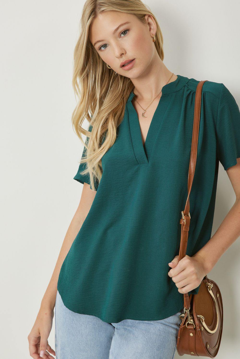 Mock Collar Pleat Detailed Top - Image 14