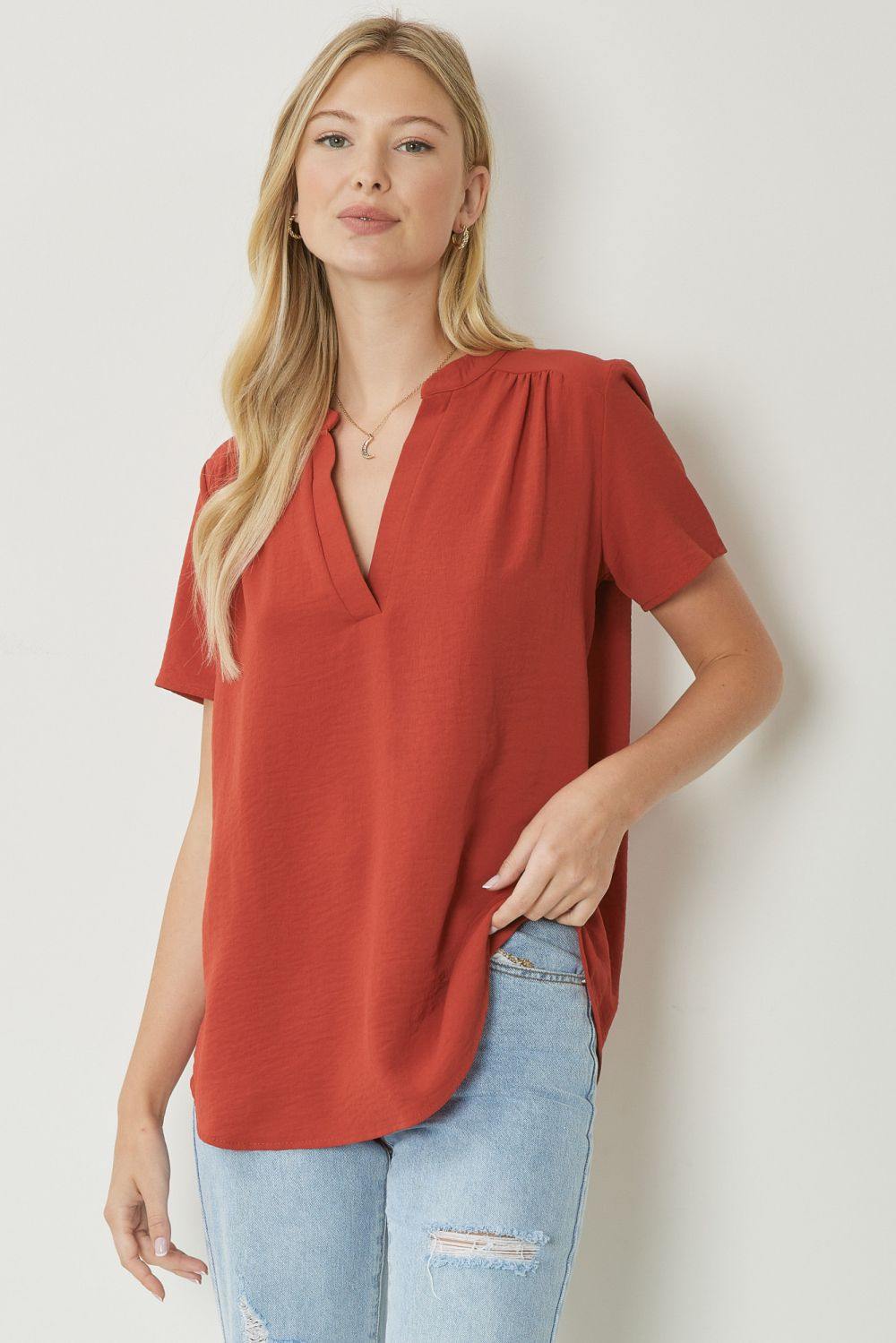 Mock Collar Pleat Detailed Top - Image 3