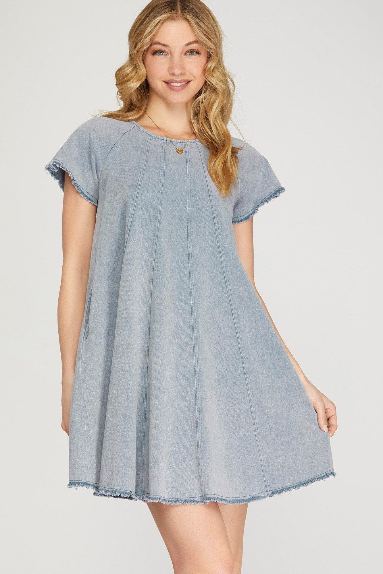 Princess Cut Denim Dress - Image 4