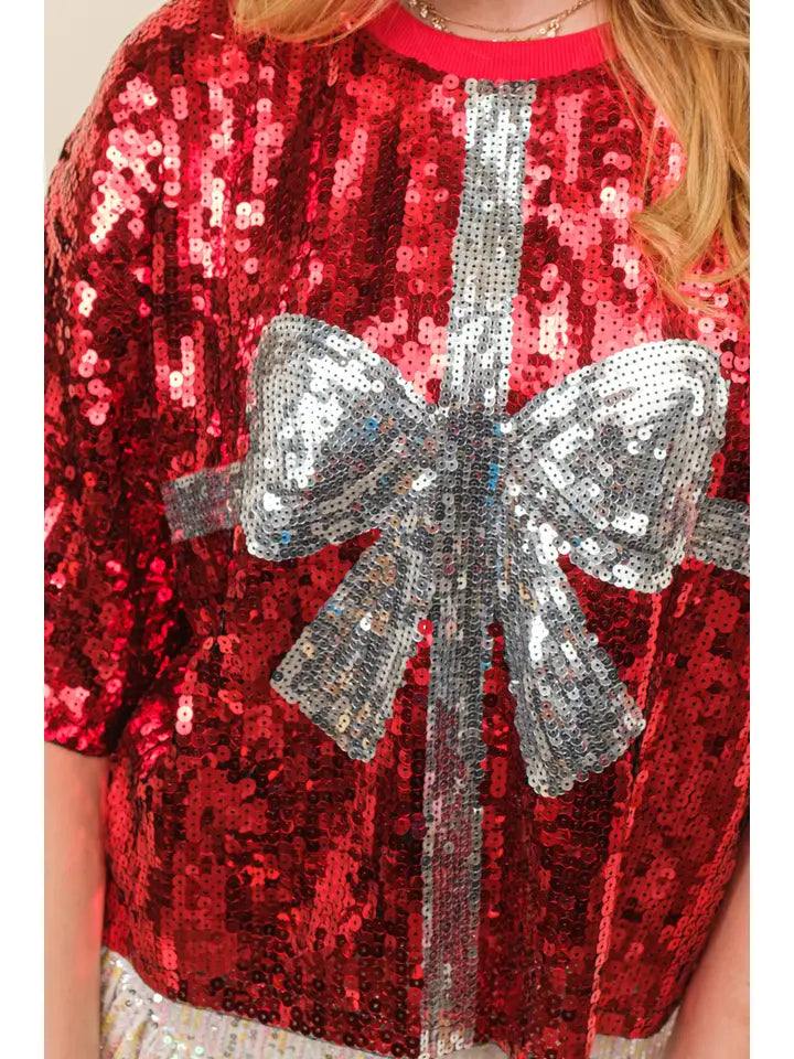 Sequin Gift Wrapped Present Tee - Image 4