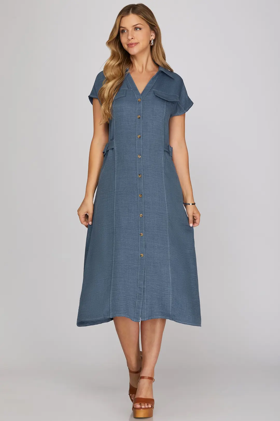Denim Midi Dress - Image 3