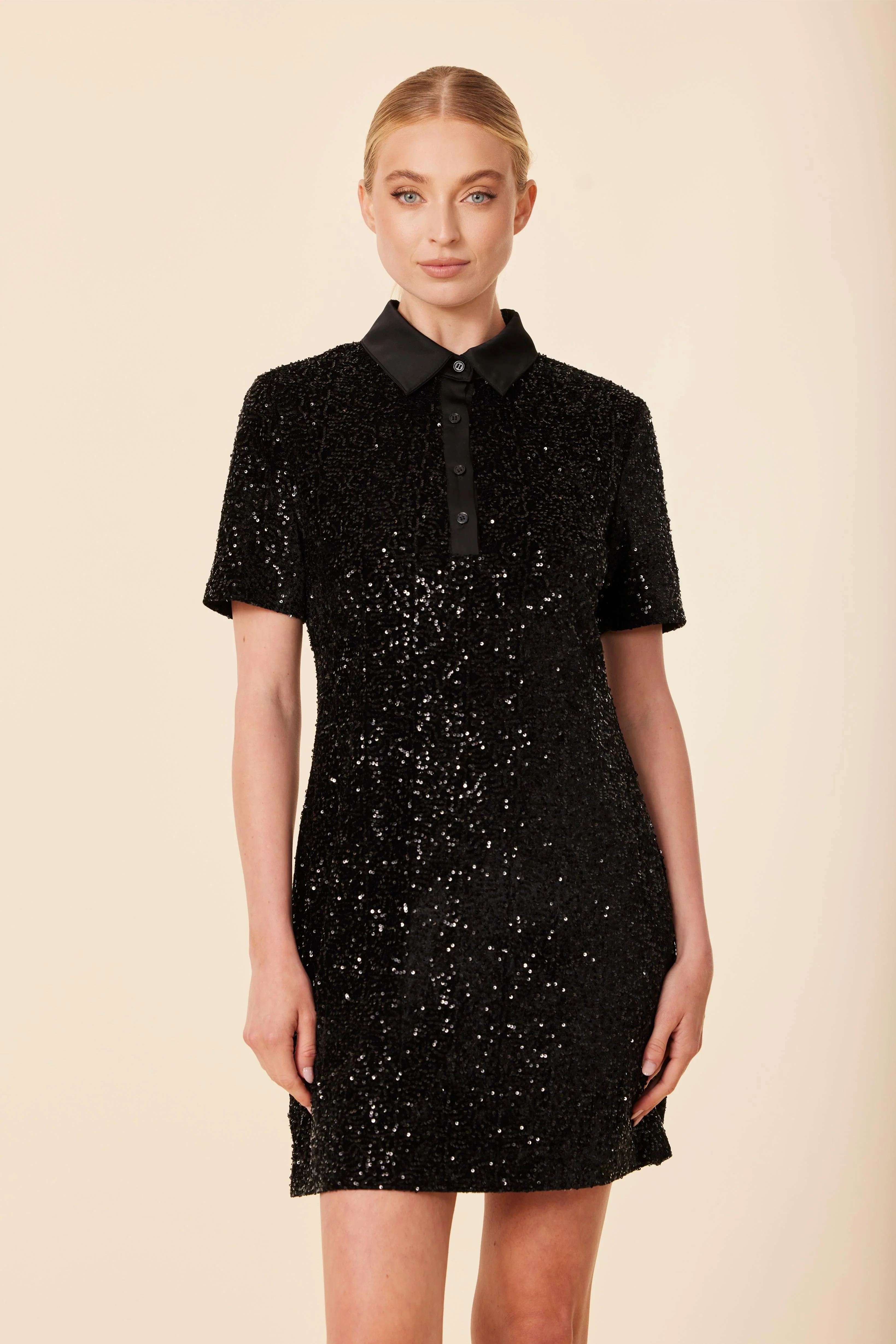 Stretch Sequin Polo Dress - Image 5