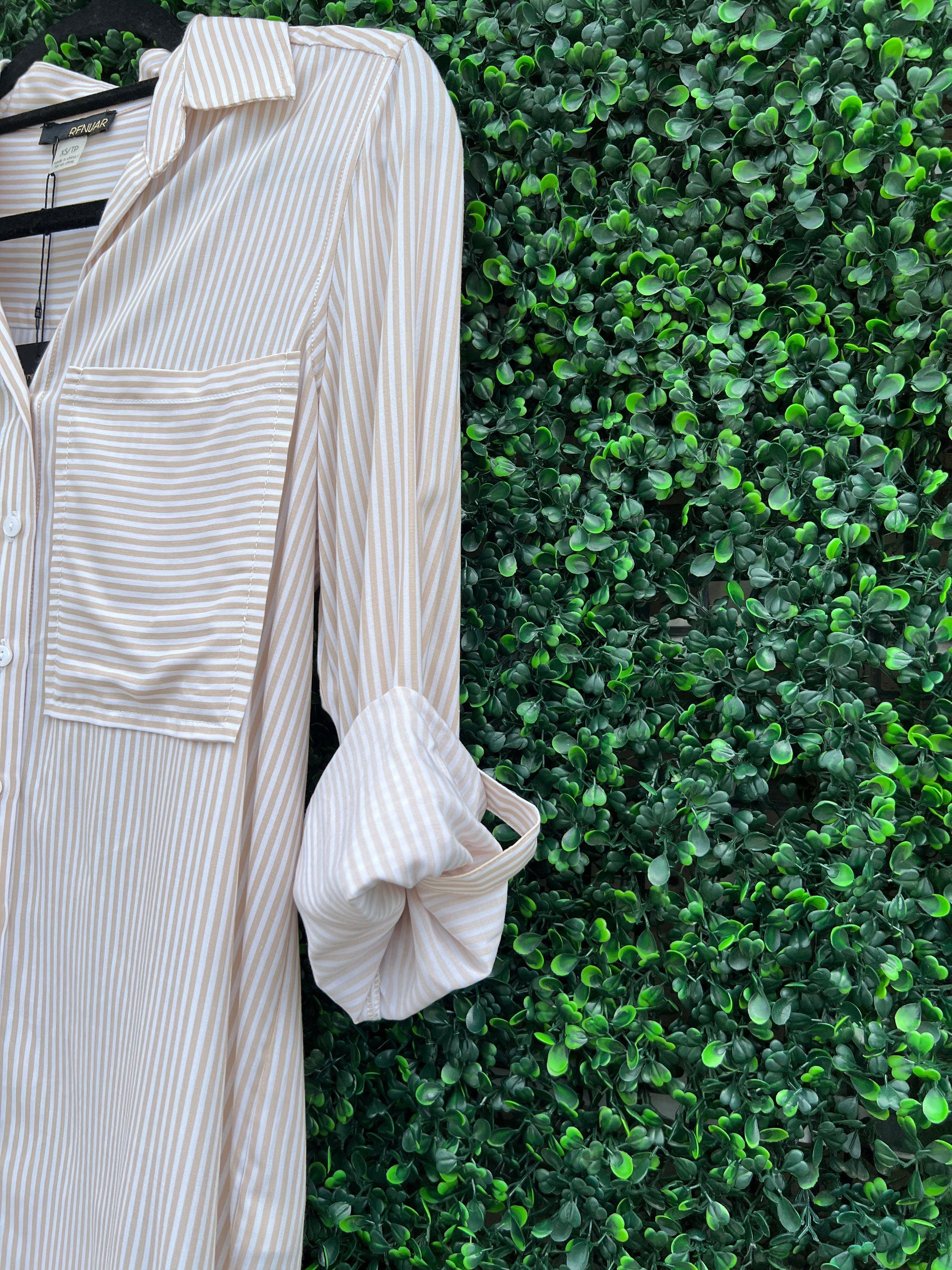 Tan Stripe Button Up - Image 2