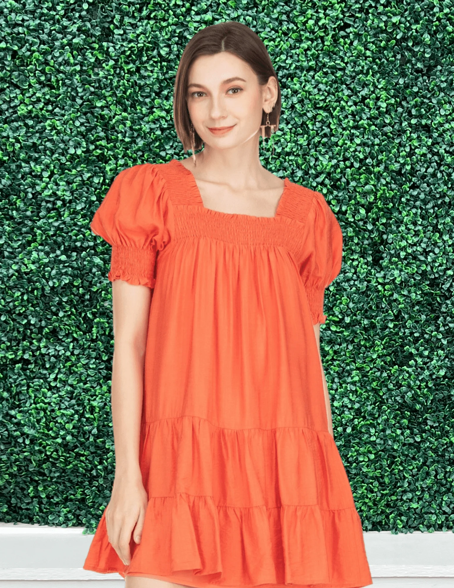 Smocked Square Neck Dress - Image 3