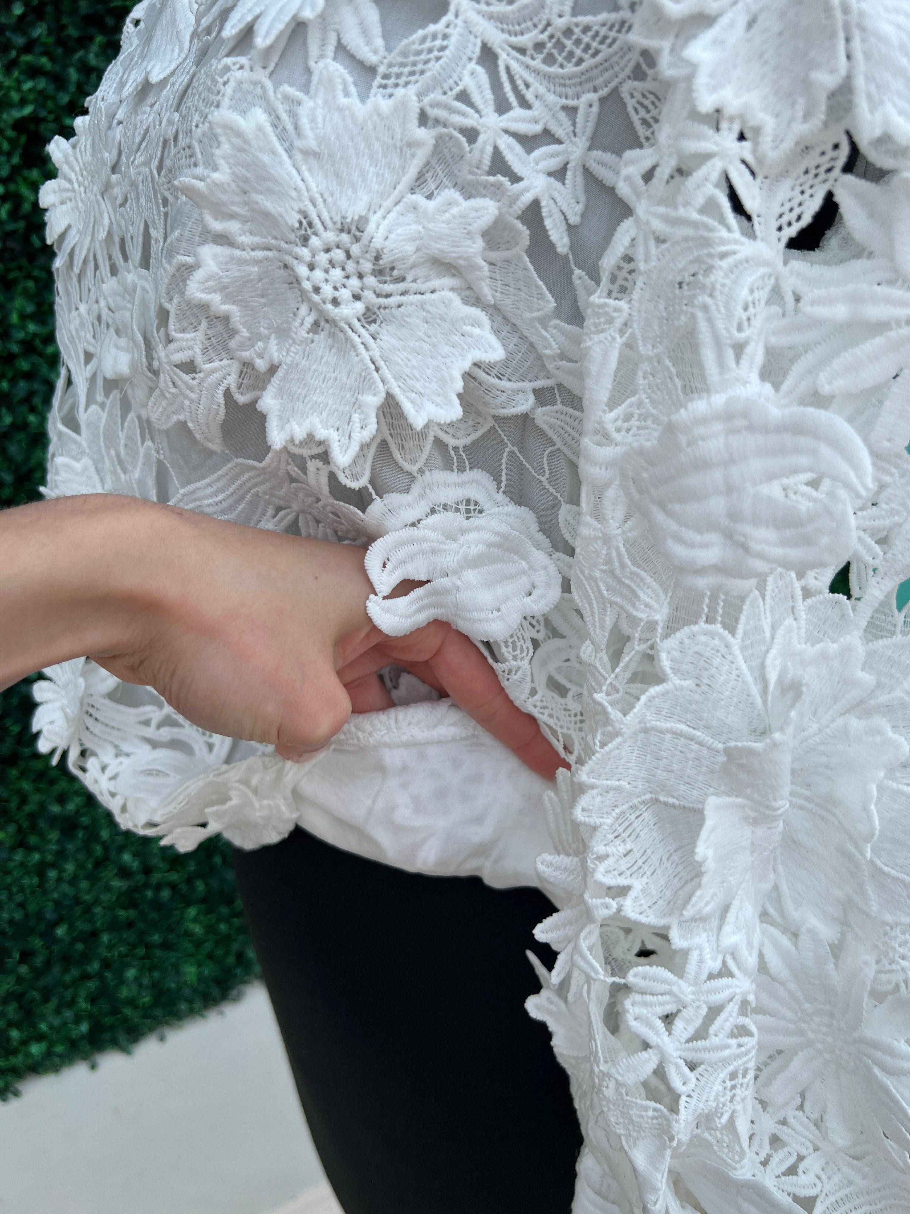 Floral Applique Lace Top - Image 4