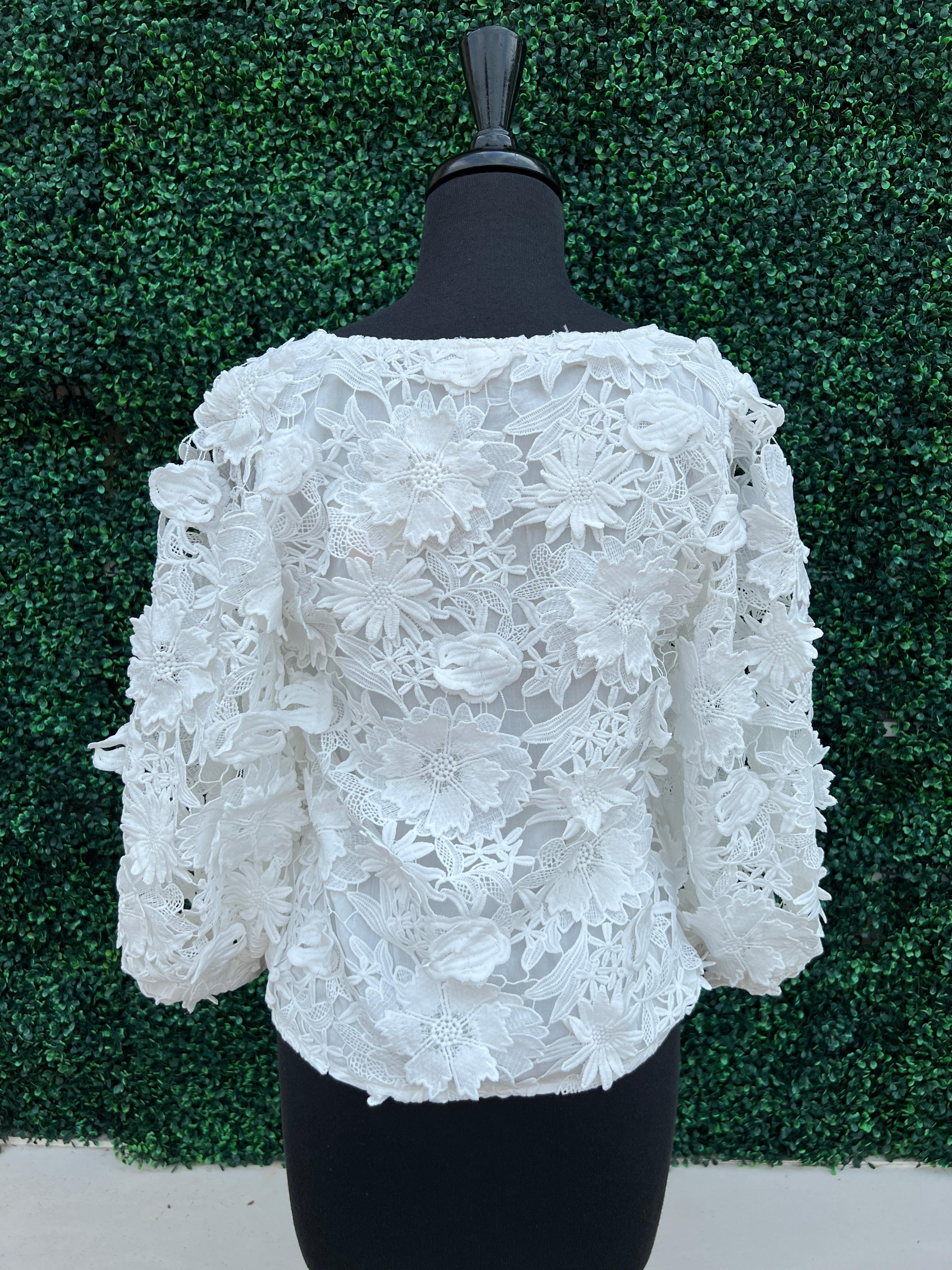Floral Applique Lace Top - Image 5