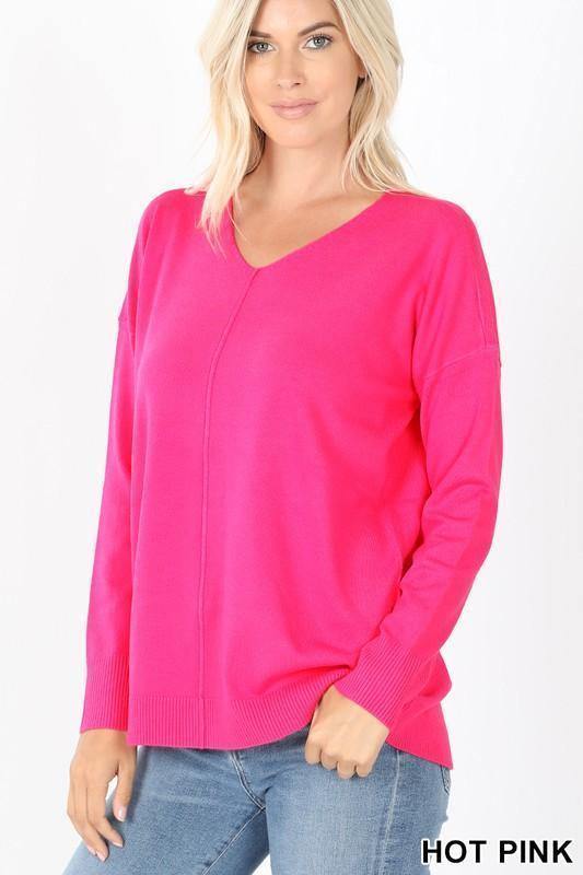 V-Neck Front Seam Sweater - Image 3