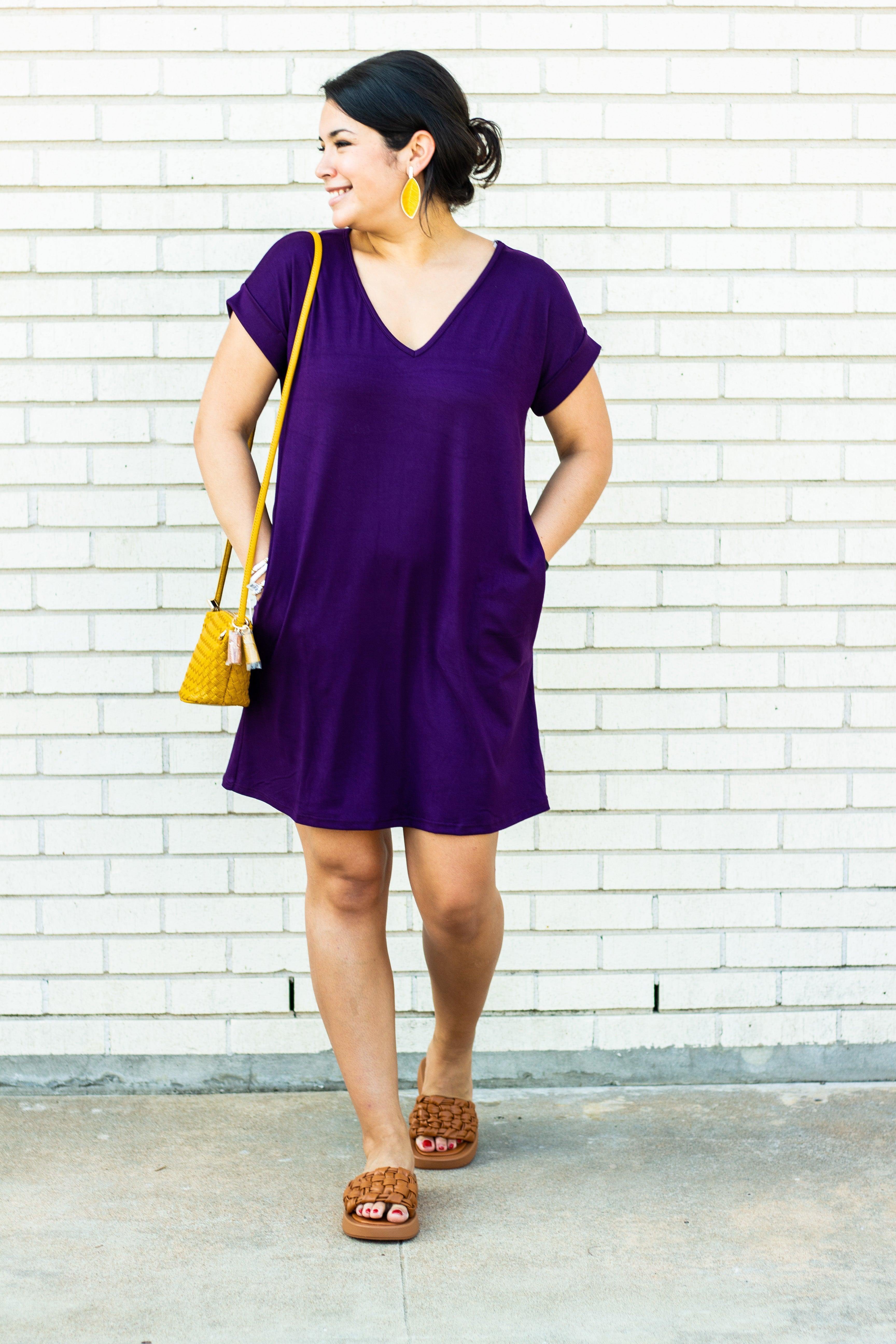 Plum V-Neck Dress - Image 2