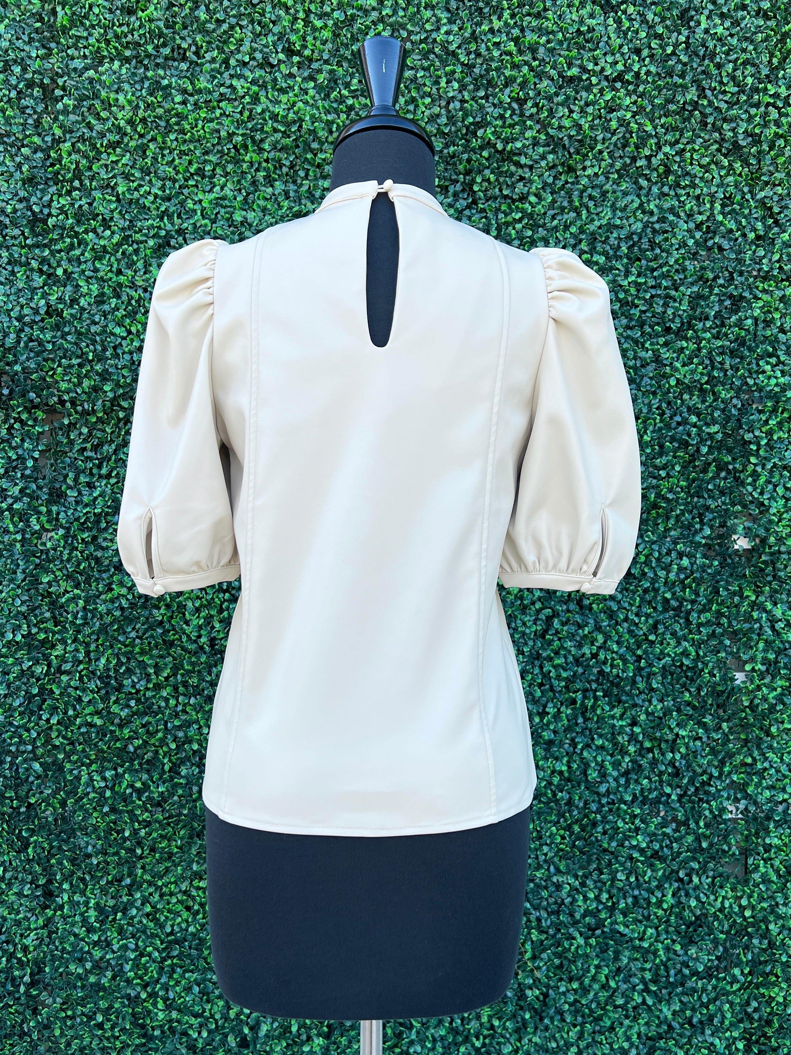 Vegan Leather Balloon Blouse - Image 2