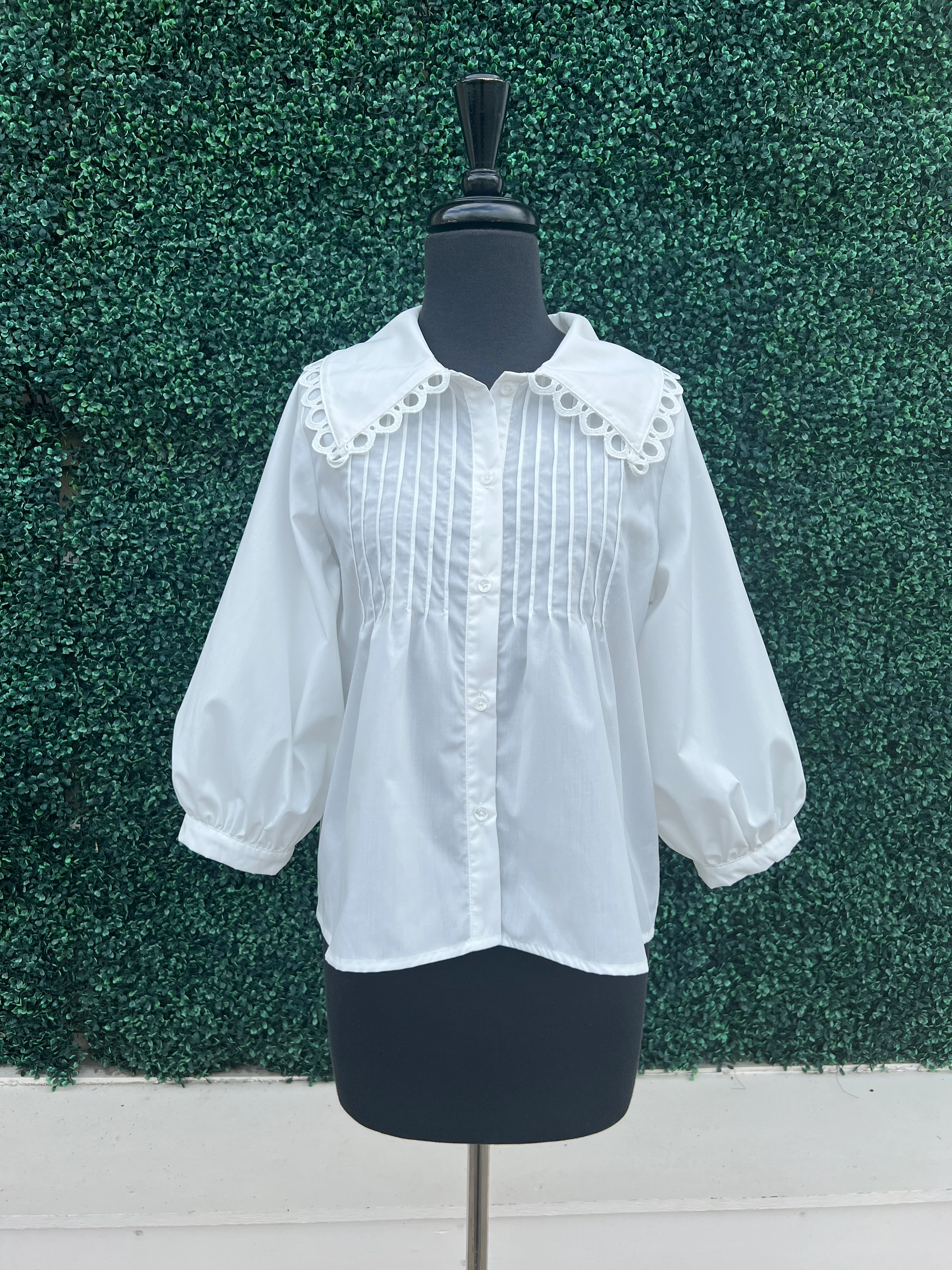 White Oversized Collar Blouse