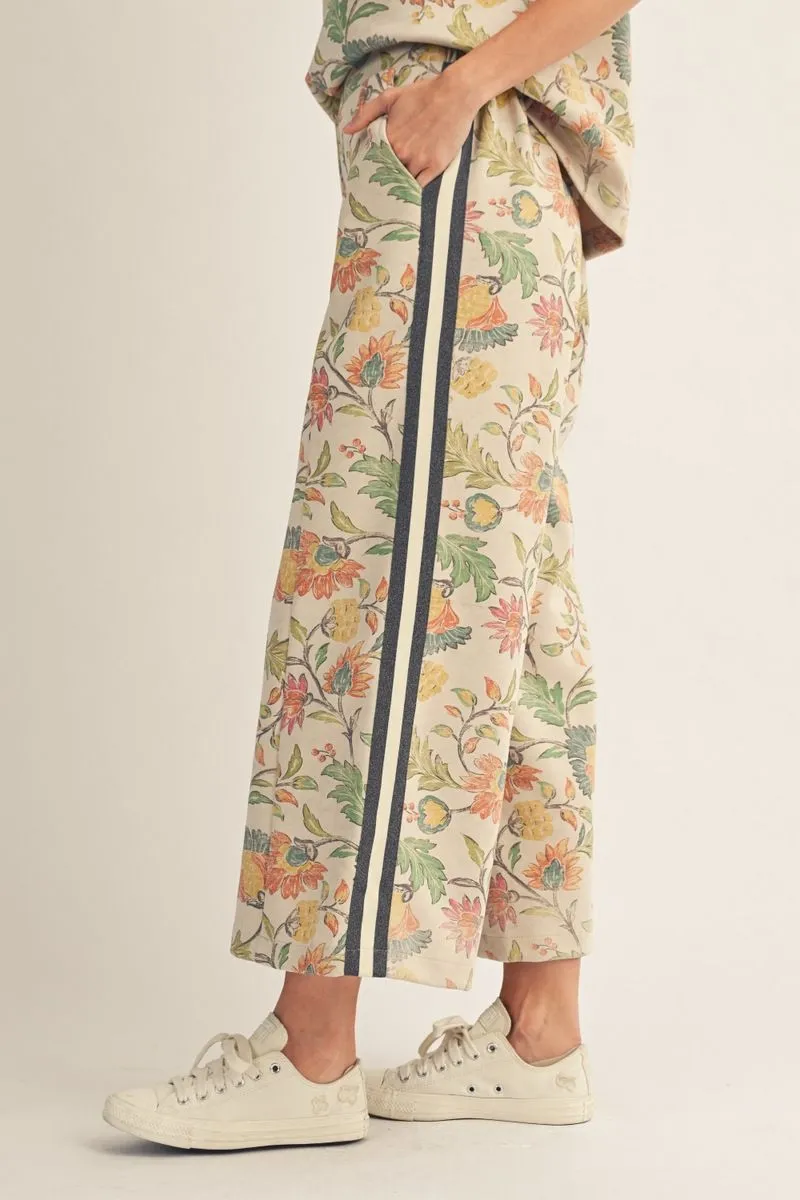Wide leg floral Track Pant